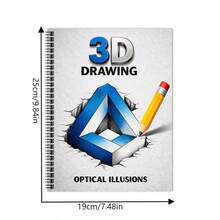 3D Optical Illusion Painting Tutorial Notebook, Learn To Draw Complex 3D Pattern Artworks, Spiral Bound, Suitable For Adult Leisure And Stress Relief, Multiple Styles Available (Pen Not Included) - Single Piece - View 14