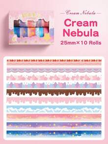 10 Rolls Dreamy Cloud Washi Tape Set, Cute Border Sticker Tapes For Journaling, Scrapbook Supplies, DIY Collage Crafts, Kids & Girls - Multicolor - View 8