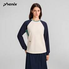 Phenix 女款拼色長袖 T 恤 春秋抓絨保暖內搭底層上衣 - 燕麥色 - 查看 2