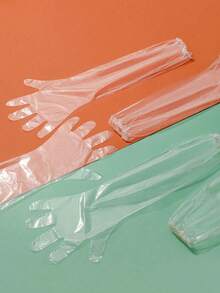 10/50/100pcs Extra Long Disposable Plastic Gloves With Elastic Cuffs, Suitable For Dishwashing, Cleaning, Pet Grooming, Kitchen, Laundry, Home Use - Multicolor - View 6