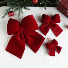 1pc Festive Atmosphere Giant Velvet Christmas Bow, Outdoor Wall Door Decoration - Multi-color - View 5