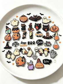 10pcs/20pcs/30pcs Halloween Ghost Pumpkin DIY Shoe Charms, Funny Halloween Series Pattern, Suitable For Slippers, Sandals, Casual Shoes - Multicolor - View 3