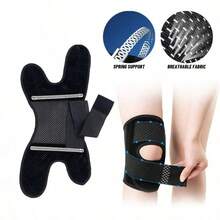 Open-Patella Compression Knee Brace With Bilateral Spring Stabilizers – Breathable, Comfortable Sleeve With Adjustable Straps – Unisex – Suitable For Daily Use - Black - View 7