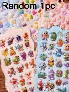 Cute 3D Cartoon Animal Crystal Stickers, Transparent Embossed Stickers, Fun Phone Case Decoration Stickers - Multicolor - View 11