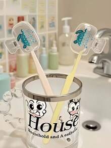 Cute Fashionable Toothbrush Holder, Home Family Toothbrush Rack, Travel Dust-Proof Protection, Home And Travel Dual-Use Storage, Portable, Toothbrush Holder Protector, Suitable For Home And Travel Use, Travel Toothbrush Holder, Cute Toothbrush Holder, Toothbrush Storage Holder, Home Storage, Travel Essential, Cute Design, Fashionable Storage - Multicolor - View 4