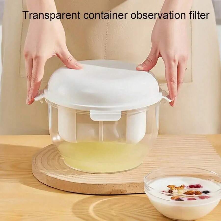 Filtro de yogur doméstico, separador de suero de leche multifuncional h a sí mismo, pantalla de filtro de queso para yogur con prensa refriger - Ver 1