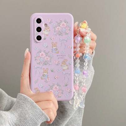 Order And Follow Store To Get Lanyard, Cute Cartoon Floral Rabbit Phone Case With Lanyard / Compatible With Samsung S26/2524321U, 17T 17T PRO, Honor 600 600 PRO 600 LITE, V70 V70 FE, Note 15 PRO Note 14 PRO Note 13 PRO