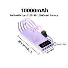 LADAPU 10000/20000/30000mAh超大容量5V2A便携式快充移动电源，高颜值商务简约风格充电器，内置4根电缆，4种模式超亮露营灯，旅行必备，适用于iPhone 6 7 8 X XR 11 12 13 14 15 16 Pro Max适用于iPad、Android手机，送给家人、朋友、孩子、生日、圣诞节、冬季、的礼物适合户外玩耍、购物、旅行、便携式电源超级快速充电，LED电量显示，适用于带有USB和Type-C端口的Android和iPhone设备的便携式充电器，安全稳定的聚合物锂电池。 - 黑色 - 查看 7