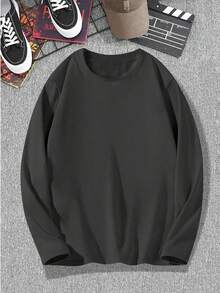 ALTZTAR Men's Spring/Autumn Loose Thin Solid Color Crew Neck Long Sleeve T-Shirt 3pcs - Multicolor - View 4