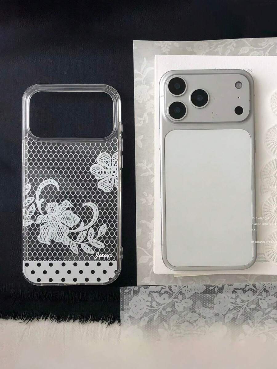 Fashionable Elegant Lace Mesh Flower Pattern Soft Transparent Phone Case Compatible With IPhone 18 17 Pro Max 18Pro 17Pro 16 Pro Max 16 15 14 13 Pro Max Stylish Lily Floral Clear Protective Cover - Lace Flowers - View 1
