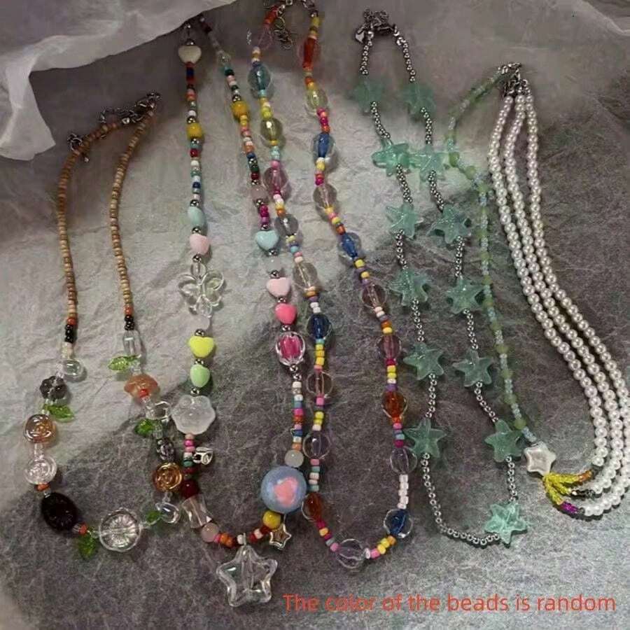波西米亚糖果色可爱星星吊坠串珠项链，多色Y2K风格度假配饰，女士 - 彩色 - 查看 1