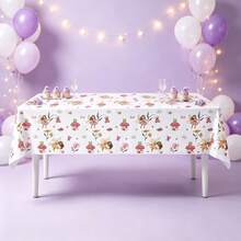 1/3Pcs Fairy Mushroom Disposable Tablecloth, Floral Butterfly Elf Rectangular Plastic Table Cover, Enchanted Garden Themed Table Cloth For Fairy Party, Afternoon Botanical Tea Party, Whimsical Garden Celebration Decor Supplies - Fairy Floral Tablecloth - View 4