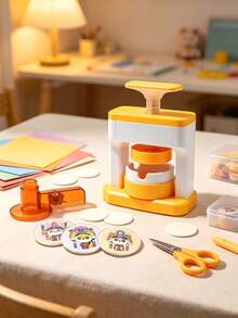 Badge Making Machine Button Pin Maker DIY Customized Badge Set Manual Badge Press Children's Craft Supplies Handmade Badge Tools Anime Pin Making Parent-Child Art Activity Portable Badge Making Machine - Multicolor - View 3