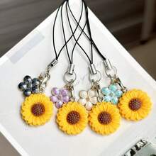 1pc Sunflower Phone Chain Pendant, Creative Small Accessory, Suitable As Gift, Universal Phone Charm, Creative Phone Chain Accessory, Universal USB Drive Exquisite Small Pendant, Gift For Best Friend And Friends - Multicolor - View 2