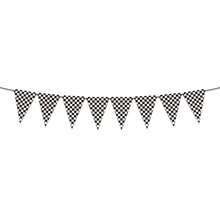 1Set Race Car Happy Birthday Banner With Checkered Pennant Flags, Racing Helmet Traffic Light Trophy Wheel Pattern Paper Garland, Black White Checkered Racing Themed Hanging Decor For Birthday Party Indoor Outdoor Wall Photo Booth Supplies - View 7