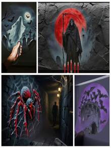 7pcs USB Halloween Projection Lights, LED Scary Atmosphere Lights, USB Powered, Interchangeable Scary Patterns - Ghost, Witch, Skeleton, Spider, Bat And Pumpkin - Plug And Play, Suitable For Home Decor, Halloween Decoration, Party Decoration And Room Decor - Halloween USB Projector Light 2 - View 11