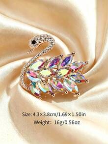 Luxury Heavy Embellished Swan Brooch, Women's Fashion Animal Brooch, Casual Party Accessory/Friend Gift, Suit Decoration - Crystal Swan Brooch - View 5