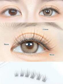 120pcs C Curl Sunflower Cartoon Anime Fairy Style Thin False Eyelash Clusters, Single Cluster Eyelash Extensions, Cartoon Sunflower Design, Enhances Eye Makeup Effect, Reusable - C - View 2