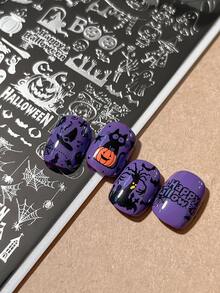 Halloween Nail Art Stamping Plates Pumpkin Skull Black Cat DIY Transfer Template Tool For Nail Salon - Multicolor - View 4