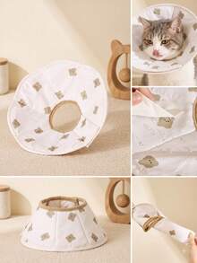 1pc Adjustable Pet Recovery Elizabeth Collar, Waterproof Double-Sided Print, Anti-Lick Anti-Scratch Post-Surgery Protection Collar, Suitable For Cats And Dogs, Cute Cat Supplies - Multicolor - View 4
