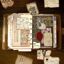 100pcs Vintage Nostalgic Paper Map Letter Pattern Stickers, Waterproof Removable Decals, Suitable For Scrapbooking, Planner, Notebook, Water Bottle, Luggage DIY Decoration - 100 Vintage Diary Stickers - View 3