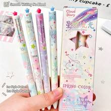4pcs Macaron Color Gradient Floral Leaf Music Note Twist Neutral Gel Pens, 0.5mm Black Ink, Student Signature Pen For Exams - Multicolor - View 8
