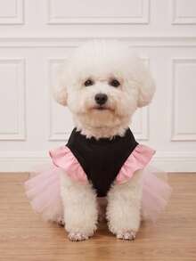 LUCKIE LABO 1pc Halloween Heart Skeleton Cap Sleeve Funny Pattern Pet Tutu, Physical Flea Prevention, Reduces Shedding, Heat Insulation & Breathable, Suitable For Small And Large Dogs And Cats, Indoor And Outdoor - Multicolor - View 7