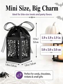 1/12 piezas Cajas de regalo de dulces de Halloween con cinta, estilo telaraña negra | Cajas de regalo de dulces de papel huecas de 2 pulgadas, adecuadas para recuerdos de boda gótica, recuerdos de fiesta, despedida de soltera y cumpleaños - Multicolor - Ver 7