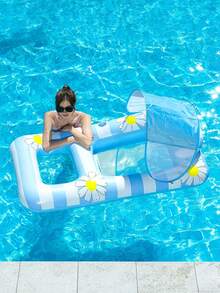 2pcs Set Daisy Flower Adult Swimming Pool Drifting Head Pillow Inflatable Raft | Lake River Backyard Beach Garden Camping Vacation Party Swimming Pool Drifting - Multicolor - View 2