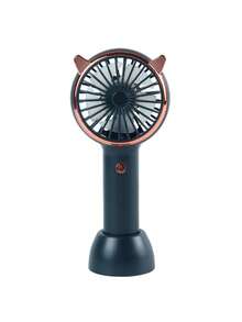 AOYI 1 pieza Ventilador mini portátil con diseño de orejas de gato, con luz LED ajustable de 3 velocidades, batería recargable de 500mAh, para uso en exteriores - Multicolor - Ver 1
