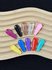 20pcs Japanese Style Glass Beads Nail Art Display Tips, High Transparency 3D Glass Color , Trapezoid Oval Almond Square Round Circle Nail Polish Gel Color Display Board - Multicolor - View 7