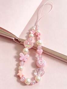 1PC Dog Heart Stars Bowknot Phone Charm - Handmade Beaded Phone Chain For Hanging On Phone, Camera Anti-Loss Chain For Travel, Bag Pendant, Keychain, Apple A IrPods Pro Bluetooth Earphone Shell Hanging Chain, Holiday Gift For Women - Multicolor - View 2