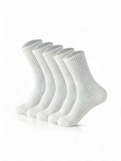 1-20 Pairs Black & White Thickened Men's Winter Socks, Fashion Casual Outdoor Sports Tight Knee-High Socks, Business Casual Vacation Long Socks