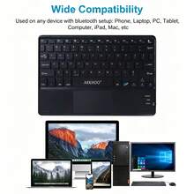 AKKHOO Teclado inalámbrico, recargable, con panel táctil, teclado táctil mini, compatible con iPad y tablet - Negro - Ver 4