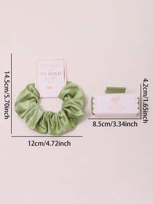12pcs Wedding Bridesmaid Proposal Gift Set, Sage Green, Champagne, Pink Scrunchies With Cardboard Gift Decoration, Square Claw Clips Combination, Perfect Party Women Hair Accessories Set - Multicolor - View 3