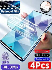 4片裝 HD 水凝膠軟膜全螢幕保護貼，適用於 Edge 30/40/50/60 Pro Fusion/6/7/8/9/10，自動修復刮痕、高畫質亮面、自動吸附、易安裝、防爆耐刮，支援指紋解鎖（非玻璃） - 無色 - 查看 12