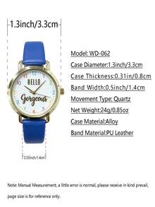 1pc Women's Leather Strap Fashion Casual Personalized Quartz Watch Suitable For Daily Decoration - Blue - View 6