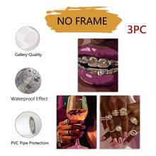 3pcs Set Pink African Woman & Golden Jewelry Canvas Wall Art Prints - Frameless, Perfect For Living Room, Bedroom, Office, And Kitchen Decor - Abstract Style a - View 9