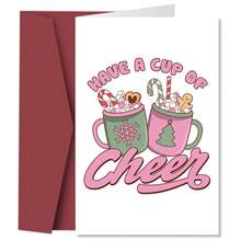 1pc Fun Christmas Greeting Card With Envelope - "Drink Up The Joy" Holiday Christmas Blessing Card, Suitable For Friends And Family, Holiday Celebration Card, Seasonal Celebration Card, Christmas Gift - A - View 1