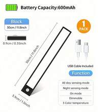 1pc Motion Sensor Wireless LED Light, 3 Color Modes, USB Rechargeable Lamp, Ultra-Thin Smart LED Cabinet Closet Light, Comes With Charging Cable, Suitable For Cabinet, Kitchen, Bedroom, Staircase Lighting - Side-lit 3-color - View 14