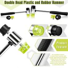 KLONKEE Double-Sided Soft Hammer With 2 Replacement Heads, Black Plastic Rubber-Coated Non-Slip Handle, Dual Interchangeable Rubber Hammer Heads, Suitable For Repair, Jewelry Processing, Woodworking Carving, Handmade DIY, Home Decor And More Portable Hand Tool - Double-sided Tape Hammer - View 8