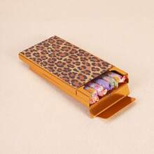 Cabin puff 1pc Vintage Leopard Print Cartoon Graffiti Portable Cigarette Case, Spring Slide Cover Long Storage Box, Personalized Portable Pocket Organizer Small Box, Wonderful Holiday Gift. - One Size Fits All - View 4