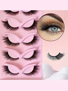 SRCKFIZ Cat Eye False Eyelashes Set 10 Pairs, Fluffy Lightweight 3D Faux Mink Tail-Curled Lashes, 2 Includes Eyelash Glue, Lightweight Reusable Dramatic Style For Women, Suitable For Cosplay And Weddings - Multicolor - View 6
