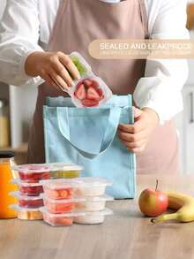 1/20/40pcs Reusable Snack Sauce Fruit Food Storage Containers With Lids, Dual Compartment Leak-Proof Sealed, PP Material, Portable Meal Camping Use, Freezer- Divided Storage Box, Kitchen Spice Seasoning Organizer, Meal Prep Essential - Clear - View 3