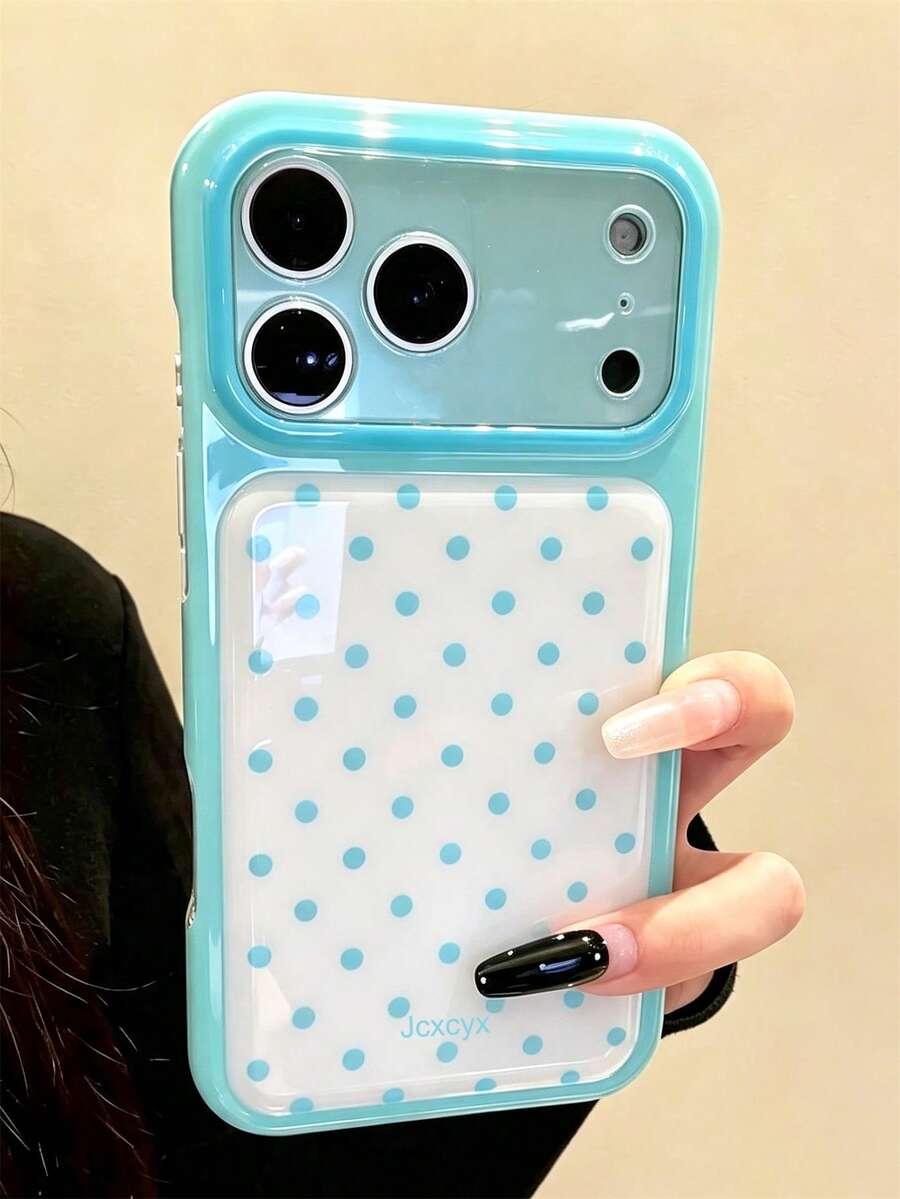 Cute Polka Dot Pattern Colorblock Phone Case Compatible With IPhone 17 Pro Max 17 Pro 17 16 Pro Max 16 Pro 16 15 Pro Max 15 Pro 14 Pro Max 14 Pro 13 Soft Shockproof Protective Back Cover
