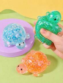 1pc Smooth TPR Material Squeeze Toy, Transparent Turtle Shape Stress Relief Toy With Floating Star Glitter Inside, Cute Transparent Turtle Design, Halloween Party Decoration, Home Desktop Toy, Random Style - Multicolor - View 10