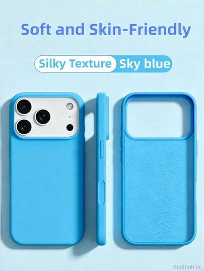 CteGlodrix 1 pieza Funda de teléfono de lujo con tacto de piel mate sedoso, a prueba de golpes, compatible con iPhone 17 Pro Max/16Pro/15Plus/14/13/12/11/XR/XS Max/X/XS/8/7 Plus, protección completa de lente elevada a prueba de caídas, carcasa de silicona suave anti-huellas