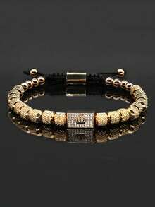 1pc Luxury Stainless Steel Crown Decor Braided Rope Bracelet, Suitable For Daily Wear, Can Be Given As A Gift To Boyfriend, Friend, Birthday Party (Bead Quantity Randomly Matched Combination) - Crown Bracelet - View 2