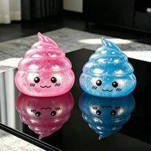 1pc Texture Transparent Halloween Prank Squeeze Toy TPR Poop Decompression Toy, Pastel Kawaii Style Mixed Sequins Clear Poop Shape Stretch Squish Fidget Toy, Halloween Family Prank Game Toy, Random Style - Multicolor - View 1