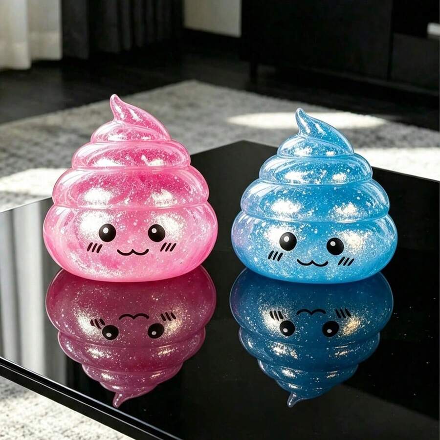1pc Texture Transparent Halloween Prank Squeeze Toy TPR Poop Decompression Toy, Pastel Kawaii Style Mixed Sequins Clear Poop Shape Stretch Squish Fidget Toy, Halloween Family Prank Game Toy, Random Style - Multicolor - View 1